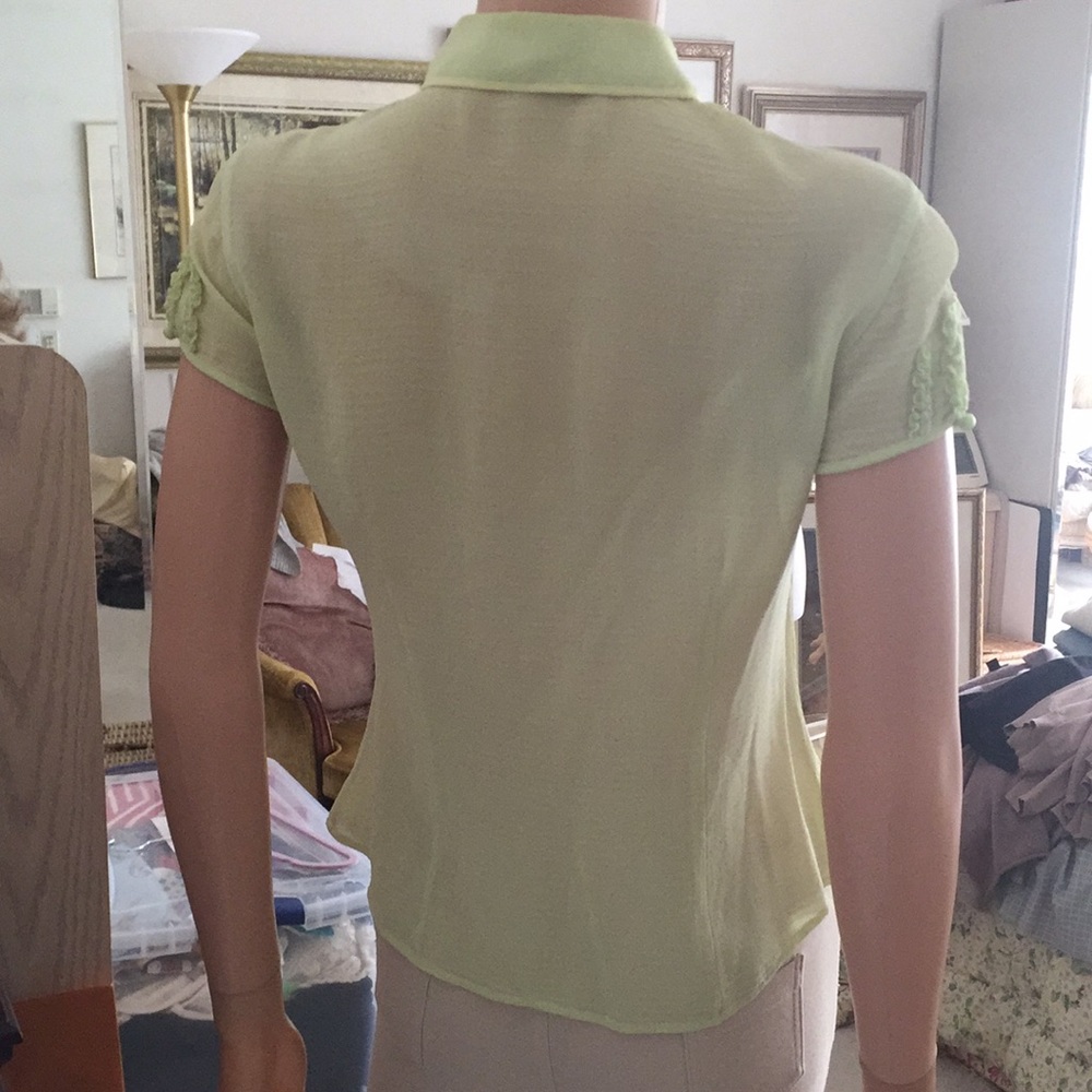 Vintage Ann Taylor 100% Silk Semi Sheer Cap Sleeve Blouse Romantic Elegant Top - Picture 5 of 13